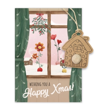 Blossombs Happy Xmas met zaadbommetje Wenskaart kerstmis met hanger en zaadbommetje