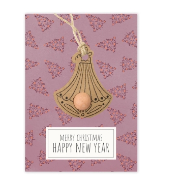 Blossombs Merry Christmas & Happy New Year met zaadbommetje Wenskaart kerstmis met hanger en zaadbommetje