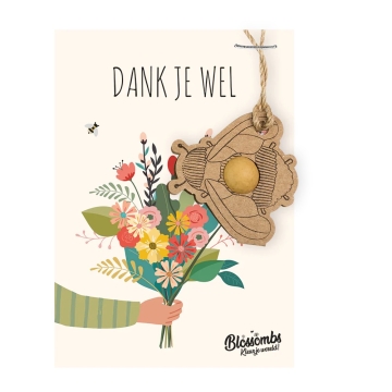 Blossombs Merci avec une bombe à fleurs Carte de félicitations avec une petite bombe à graines et un pendentif bourdon