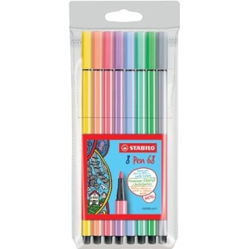 Stabilo Viltstift Pen Pastel 68 (8) Duurzame set van 8 viltstiften in pastelkleuren met M-punt