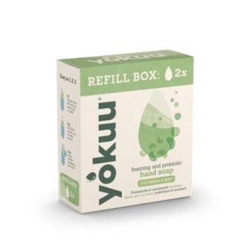 Yokuu Recharge de savon probiotique pour les mains Concombre & Menthe (2) Recharges de savon probiotique pour les mains au concombre et à la menthe