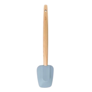 Dotz Pannenlikker Mistblauw Spatel, pannenlikker in silicone met beuken handvat