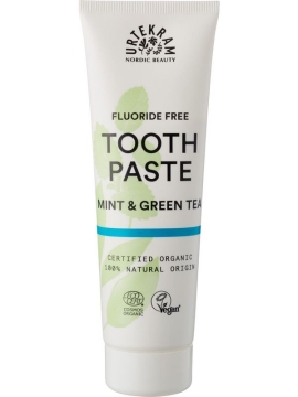 Urtekram Dentifrice à la menthe et au thé vert Dentifrice sans fluor aux propriétés protectrices et antiseptiques pour les dents et les gencives