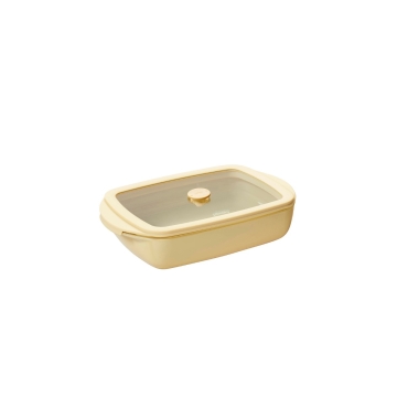 Pebbly Plat de cuisson avec couvercle en verre 800 ml Egg Shell Plat de cuisson rectangulaire/boîte de conservation avec fermeture hermétique, convient pour 1 à 2 personnes