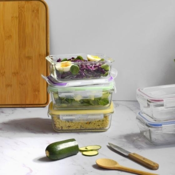 Pebbly Kit de cuisine en grande quantité - 5 boîtes de conservation / plats allant au four Boîtes de rangement / plats de cuisson empilables et multifonctionnels en verre borosilicaté