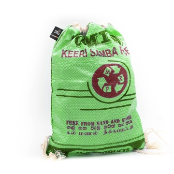Fair Squared RICE & CARRY Upcycle Rugzak Fair Trade & Uniek - Groen Duurzame Rugzak van Gerecycleerde Rijstzakken