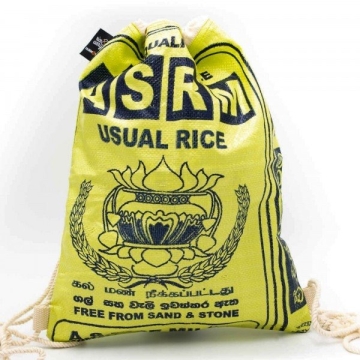Fair Squared RICE & CARRY Upcycle Rugzak Fair Trade & Uniek - Limoen Duurzame Rugzak van Gerecycleerde Rijstzakken