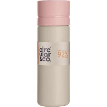 Circular & Co Bouteille d'eau réutilisable à emporter 21 oz/600 ml - Rose/Blanc Gourde de 0,6 L en plastique recyclé