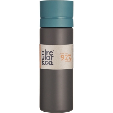 Circular & Co Bouteille d'eau réutilisable à emporter 21 oz/600 ml - Turquoise/Gris Gourde de 0,6 L en plastique recyclé