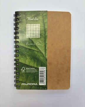 Aurora Carnet Wood Line A6 en papier recyclé certifié FSC Carnet en papier recyclé certifié FSC avec reliure à spirale métallique