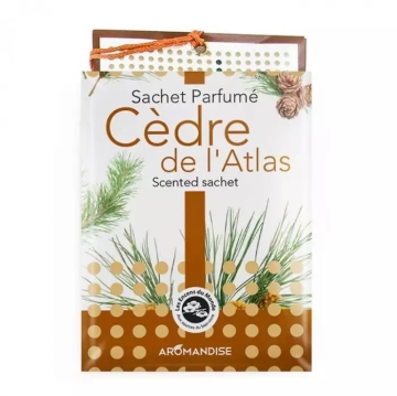 Aromandise Sachet parfumé au cèdre de l'Atlas Sachet parfumé naturel au parfum frais et boisé, à suspendre dans une armoire, un couloir ou une voiture