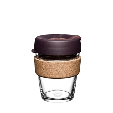 KeepCup Brew Cork 340 ml Alder Herbruikbare glazen drinkbeker met kurken band