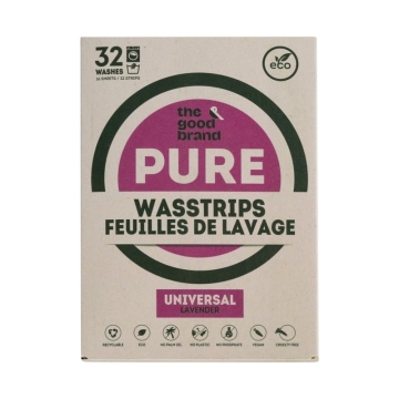 The Good Brand Lingettes lavantes à la lavande (32) Bandes de lessive compactes au parfum de lavande, pour 32 lessives