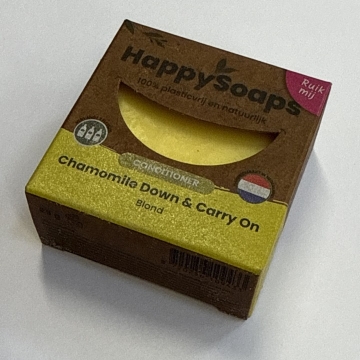 HappySoaps Conditioner Bar Chamomile Down & Carry On - Beschadigde verpakking Solide conditioner, licht gesmolten, doosje met olievlekken