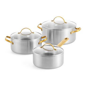GreenPan Batterie de cuisine Padova Reserve inox, 6 pièces Ensemble de 6 pièces en inox 3 couches sans revêtement, compatible induction, four et lave-vaisselle