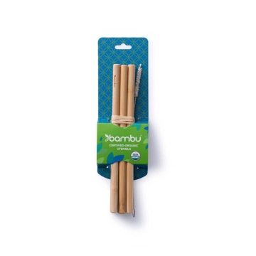 Bambu Precision Bamboe Rietjes (6) + Rietjesborstel Set van 6 gelijkmatige rietjes van biologische bamboe