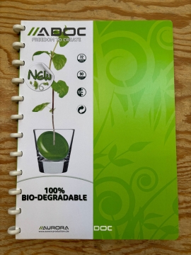 Aurora Cahier à spirales Adoc Bio - Grandes cases Carnet de notes neutre en carbone et biodégradable