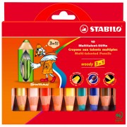 Stabilo Woody 3-in-1 Kleurpotloden (10) Set van 10 XXL kleurpotloden van PEFC-hout