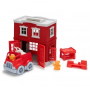 Green Toys Brandweerkazerne (2j+) Speelset van gerecycleerd plastic met brandweerwagen en brandweermannen