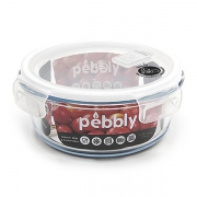Pebbly Ronde Opbergdoos/Ovenschaal - 950 ml Ovenschaal van borosilicaatglas met deksel