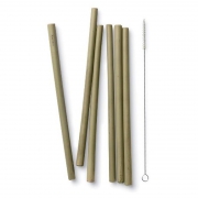 Bambu Bamboe Rietjes (6) + Rietjesborstel Set van 6 bamboerietjes