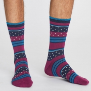 Thought Chaussettes Bambou - Spot And Stripe Beetroot 