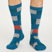 Thought Bamboe Sokken - Geo Stripe Ink Blue Comfortabele sokken van bamboe en bio-katoen