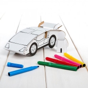Calafant Bouwpakket Sportauto (3j+) Zelf te bouwen sportauto van karton + 6 viltstiften