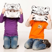 Calafant Masker Leeuw en Tijger (3j+) Set van 2 maskers van blanco karton