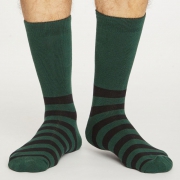 Thought Bio-Katoenen Sokken - Stripe Walker Forest Green Comfortabele, dikke sokken van bio-katoen