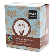 Fair Squared Shampoo Bar Kokosnoot - Vet Haar (2) Set van 2 solide, parfumvrije shampoo's met opbergzakje