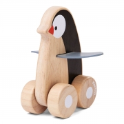 Plan Toys Auto Pinguïn (12m+) Pinguïn op wielen van rubberhout