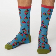 Thought Bamboe Sokken - Geometrico Dusty Blue Comfortabele sokken van bamboe en bio-katoen