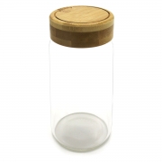 Pebbly Ronde Opbergpot Glas - 850 ml Bewaarpot van borosilicaatglas met schroefdeksel van bamboe