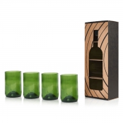 Rebottled Drinkglas - Groen (4) Set van 4 drinkglazen van gerecycleerde wijnflessen