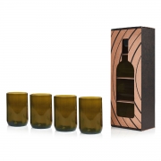 Rebottled Drinkglas - Bruin (4) Set van 4 drinkglazen van gerecycleerde wijnflessen