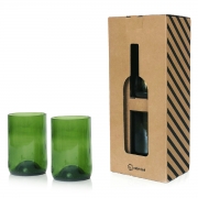 Rebottled Drinkglas - Groen (2) Set van 2 drinkglazen van gerecycleerde wijnflessen