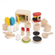 Plan Toys Keukenapparatuur (3j+) Servies en elektronica voor in een poppenhuis