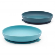 Ekobo Silicone Borden (2) - Blue Abyss & Lagoon Set van 2 borden van voedselveilige silicone