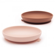 Ekobo Silicone Borden (2) - Terracotta & Blush Set van 2 borden van voedselveilige silicone