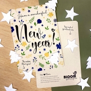 Bloom Your Message Bloeiwenskaart - Happy New Year - Confetti Plantbare kerstkaart met confetti