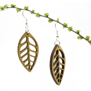 Woodstag Boucles d’Oreilles en Bois - Leaf Belles boucles d'oreilles en bois d'aulne