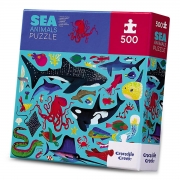 Crocodile Creek Familiepuzzel - Zeedieren - 500 stukken (5j+) Mooie puzzel van 500 stukken van gerecycleerd karton