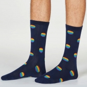 Thought Bio-Katoenen Sokken - Rainbow Spots Navy Comfortabele sokken van bio-katoen
