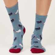 Thought Chaussettes Bambou - Cute Chicken Sea Blue 