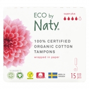 Naty Tampons - Super Plus (15 st.) Bio-afbreekbare tampons voor zware menstruatie en 's nachts