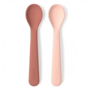 Ekobo Silicone Lepels (2) - Blush & Terracotta Set van 2 lepels van silicone voor kinderen