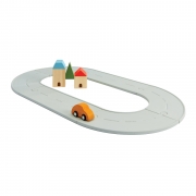 Plan Toys Road & Rail Set - Small (3j+) Set van straat- en treinsporen van natuurrubber