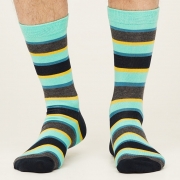 Thought Bamboe Sokken - Rugby Stripe Pastel Green Comfortabele sokken van bamboe en bio-katoen