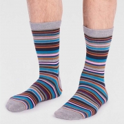 Thought Bio-Katoenen Sokken - Matias Stripe Grey Marle Comfortabele sokken van bio-katoen